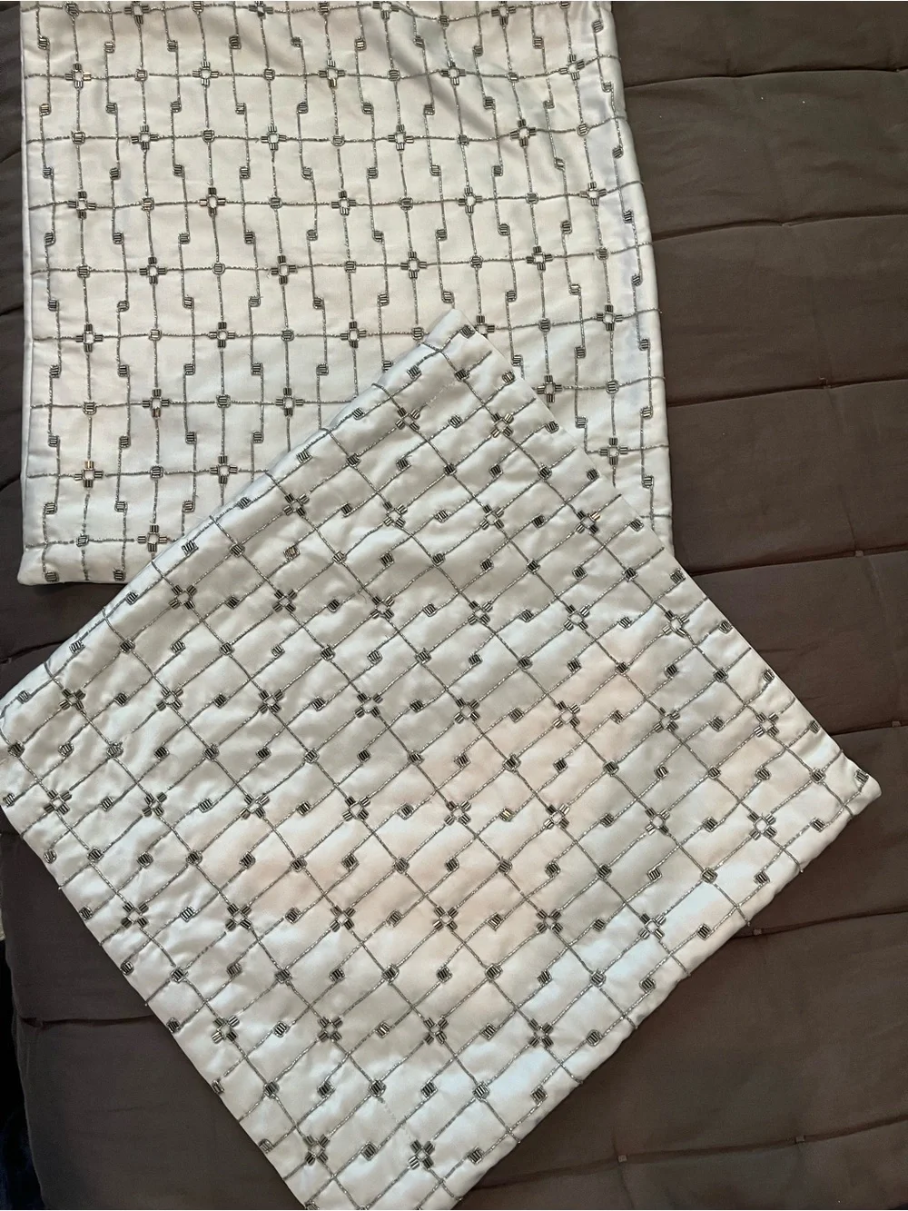 Hotel Collection Ivory Quilted Pillow Sham with Silver Embroidery